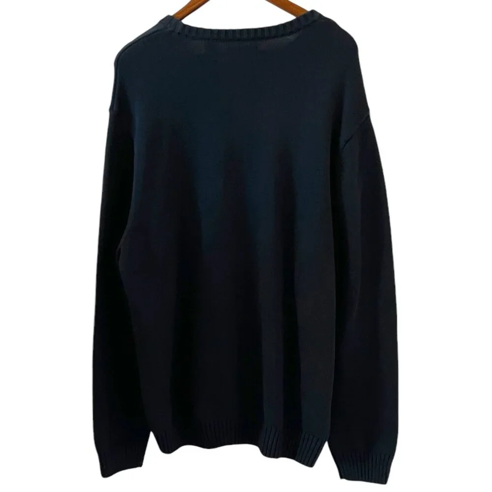 Chaps Navy Crewneck Sweater with American Flag - Picture 6 of 11